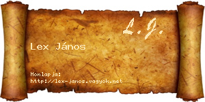 Lex János névjegykártya